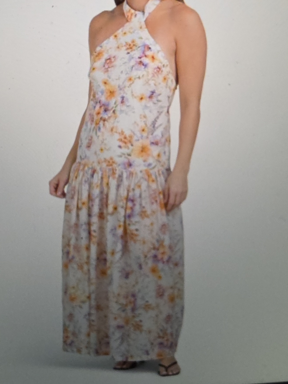 AQUA BLUE Lilas Tie Halter Maxi Dress Size L